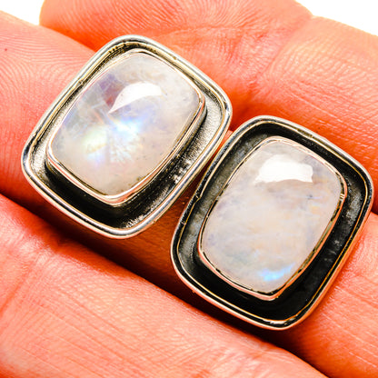 Rainbow Moonstone Earrings handcrafted by Ana Silver Co - EARR415181