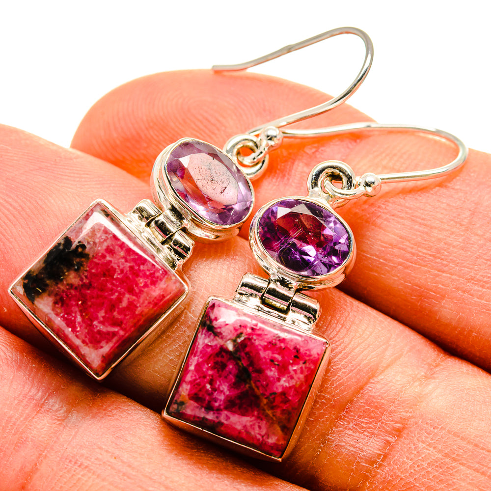 Rhodonite Earrings handcrafted by Ana Silver Co - EARR415186