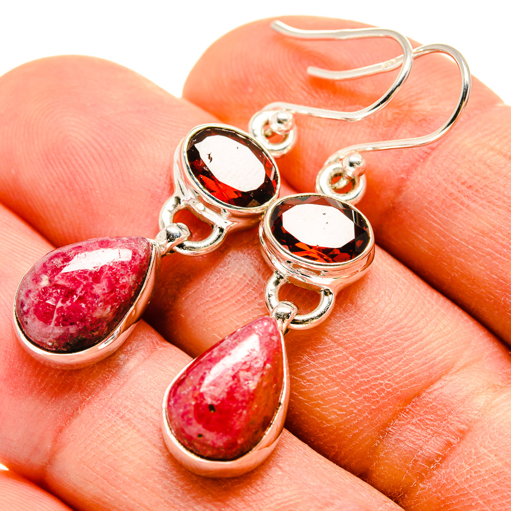 Rhodonite Earrings handcrafted by Ana Silver Co - EARR415193