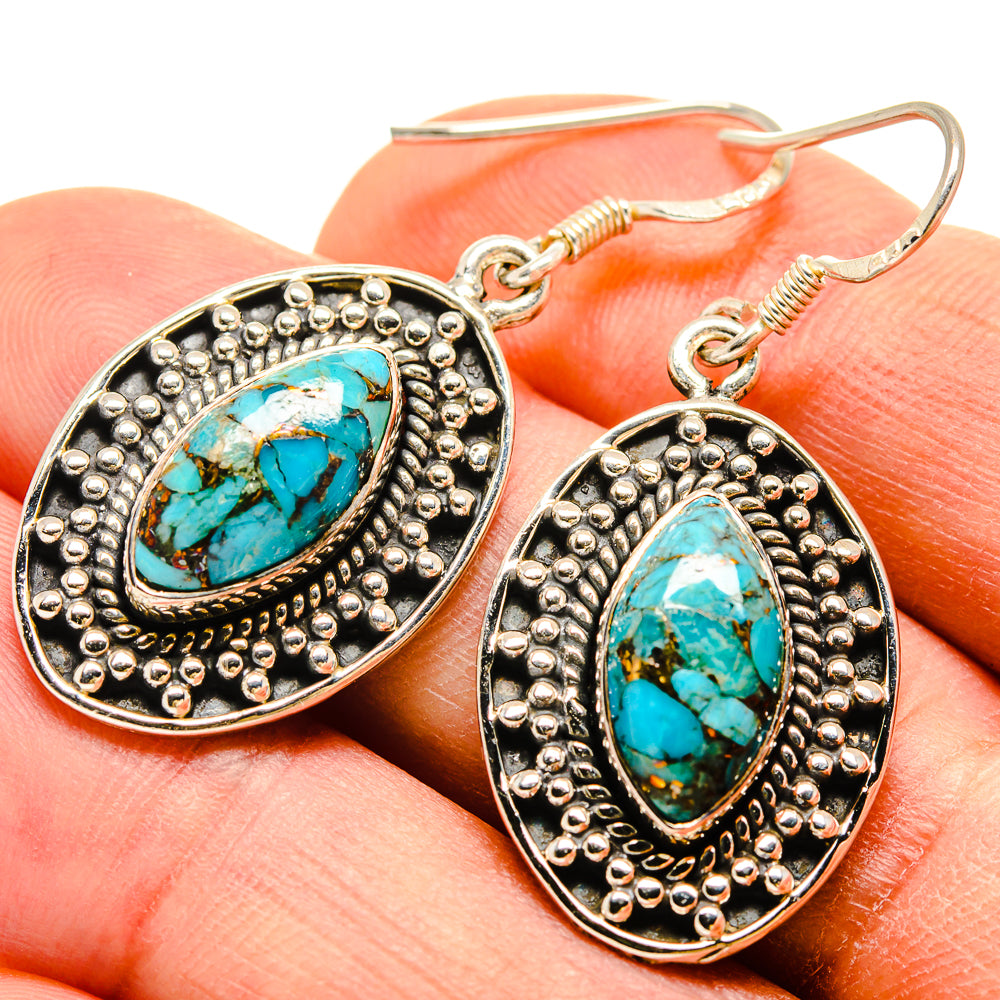 Blue Copper Composite Turquoise Earrings handcrafted by Ana Silver Co - EARR415199