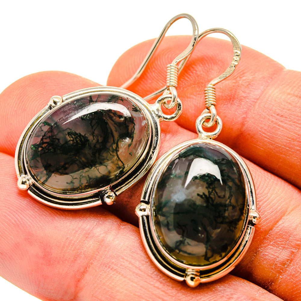 Green Moss Agate Earrings handcrafted by Ana Silver Co - EARR415202