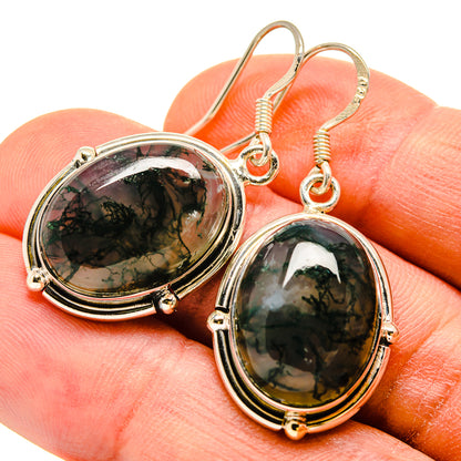Green Moss Agate Earrings handcrafted by Ana Silver Co - EARR415202