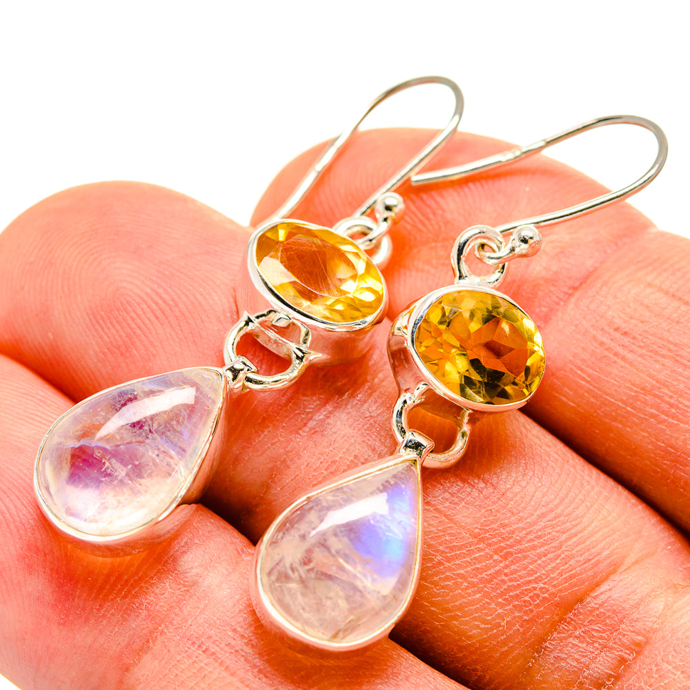 Rainbow Moonstone Earrings handcrafted by Ana Silver Co - EARR415203