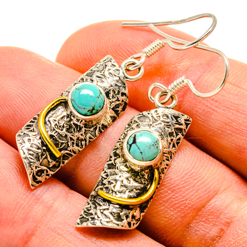Tibetan Turquoise Earrings handcrafted by Ana Silver Co - EARR415205