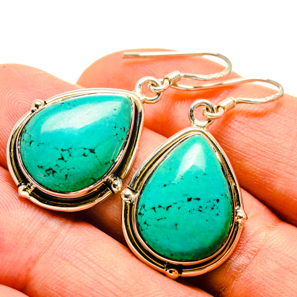 Tibetan Turquoise Earrings handcrafted by Ana Silver Co - EARR415211