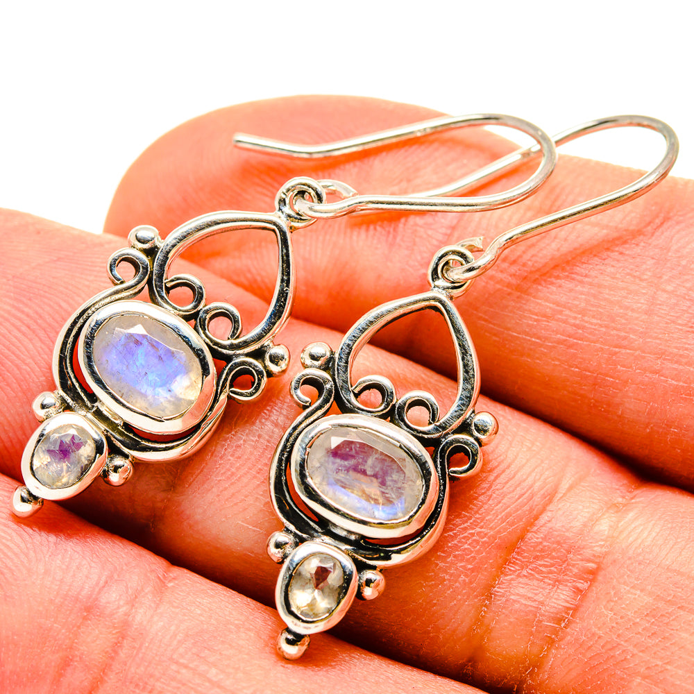 Rainbow Moonstone Earrings handcrafted by Ana Silver Co - EARR415213