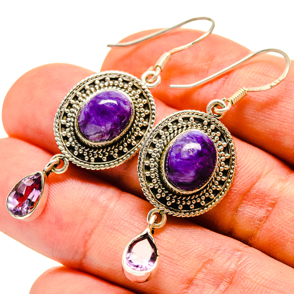 Charoite Earrings handcrafted by Ana Silver Co - EARR415214