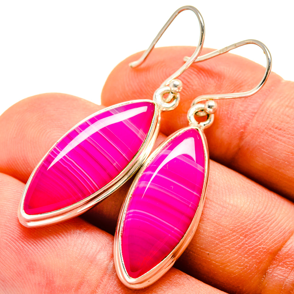 Pink Botswana Agate Earrings handcrafted by Ana Silver Co - EARR415216