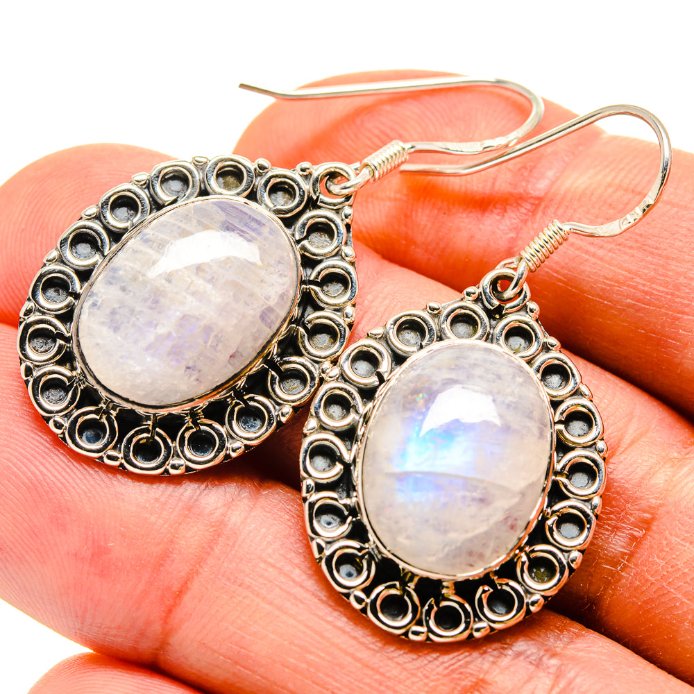 Rainbow Moonstone Earrings handcrafted by Ana Silver Co - EARR415218