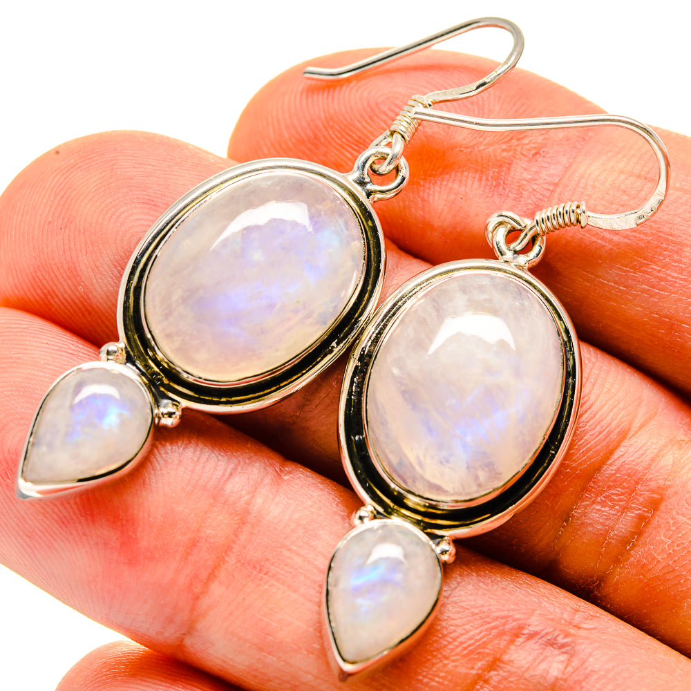 Rainbow Moonstone Earrings handcrafted by Ana Silver Co - EARR415220