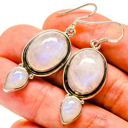 Rainbow Moonstone Earrings handcrafted by Ana Silver Co - EARR415220