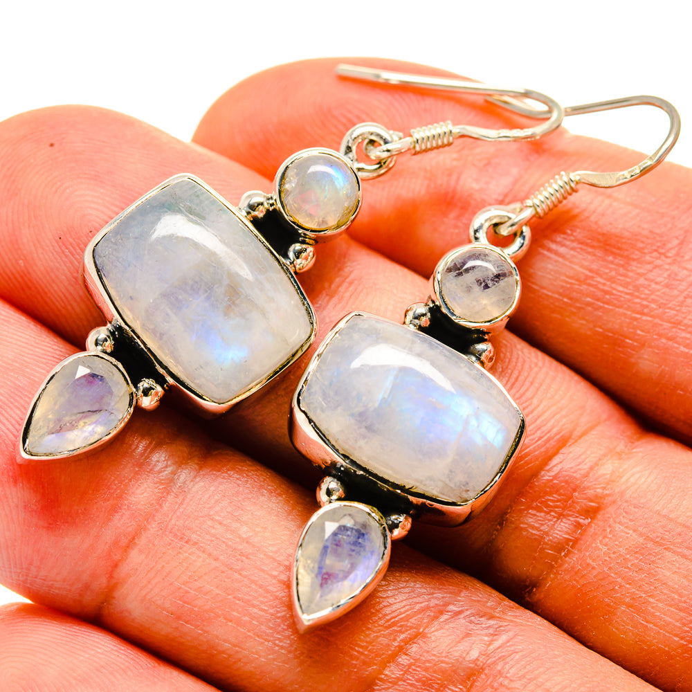 Rainbow Moonstone Earrings handcrafted by Ana Silver Co - EARR415230