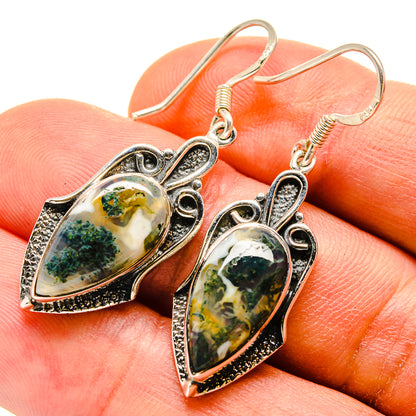 Green Moss Agate Earrings handcrafted by Ana Silver Co - EARR415243