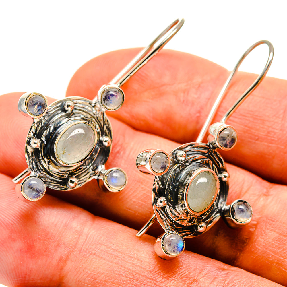 Rainbow Moonstone Earrings handcrafted by Ana Silver Co - EARR415259