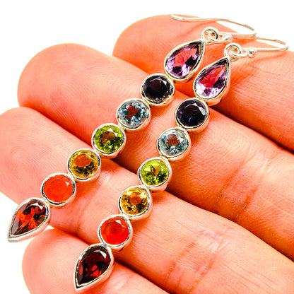 Multi-Stone Chakra Earrings handcrafted by Ana Silver Co - EARR415262