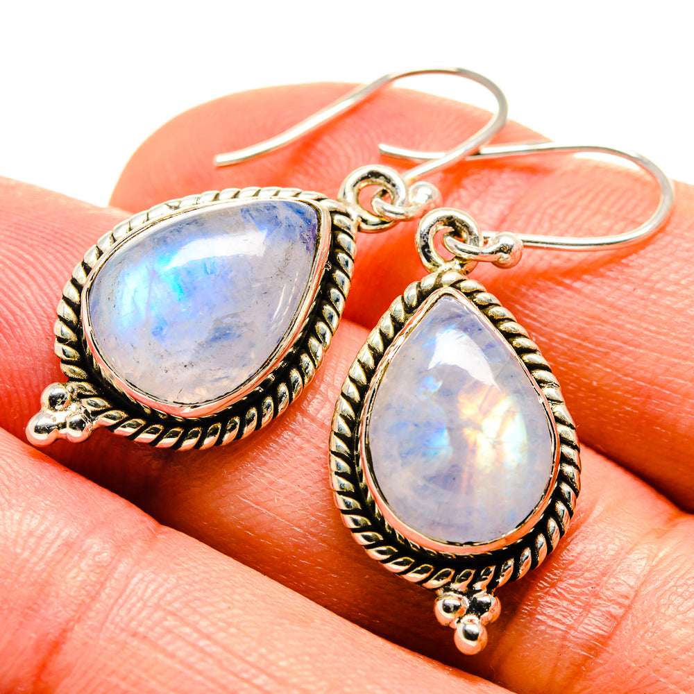 Rainbow Moonstone Earrings handcrafted by Ana Silver Co - EARR415268