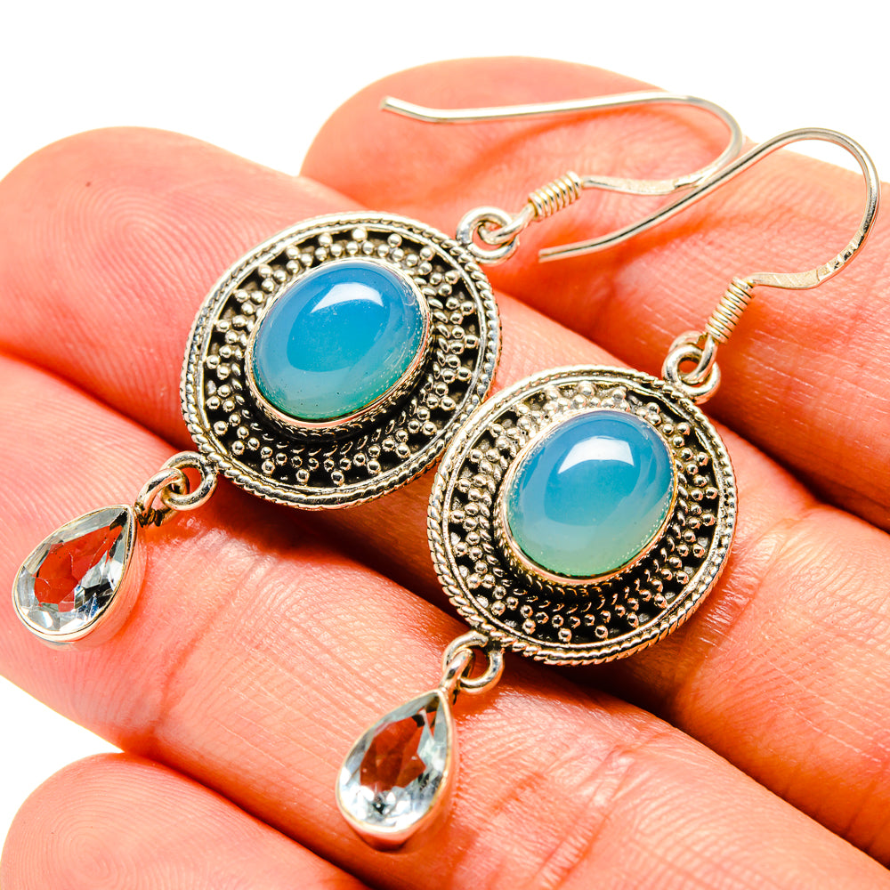 Aqua Chalcedony Earrings handcrafted by Ana Silver Co - EARR415289