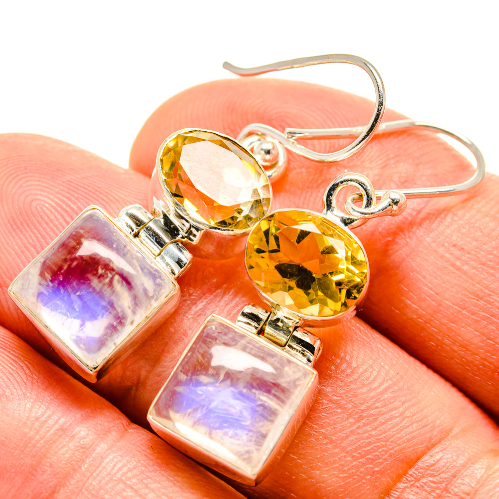 Rainbow Moonstone Earrings handcrafted by Ana Silver Co - EARR415290