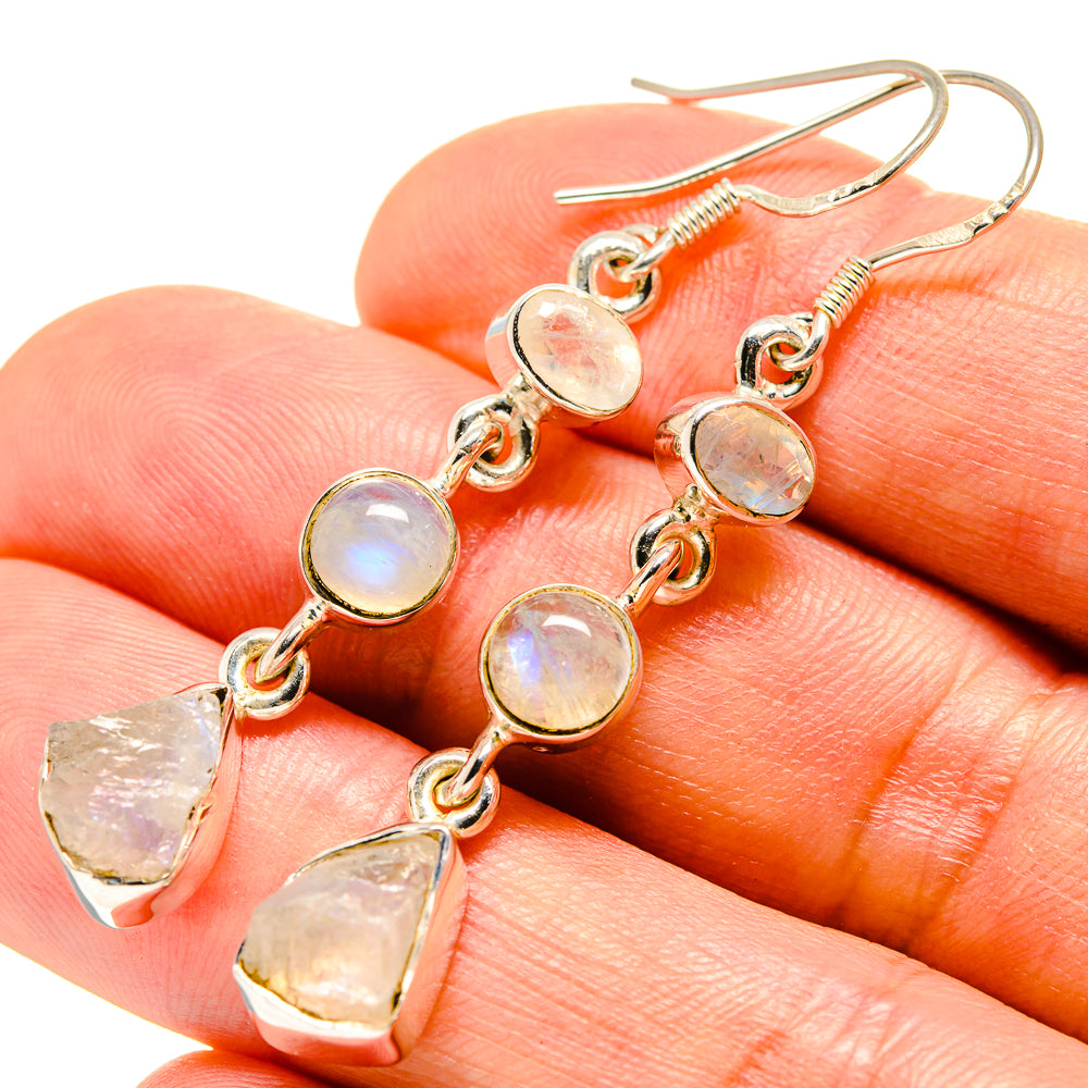Rainbow Moonstone Earrings handcrafted by Ana Silver Co - EARR415292