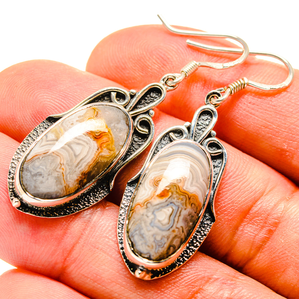 Laguna Lace Agate Earrings handcrafted by Ana Silver Co - EARR415294