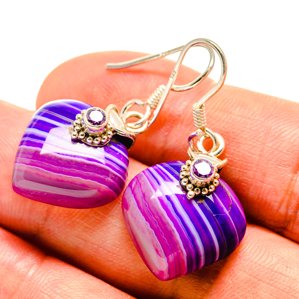 Purple Botswana Agate Earrings handcrafted by Ana Silver Co - EARR415305