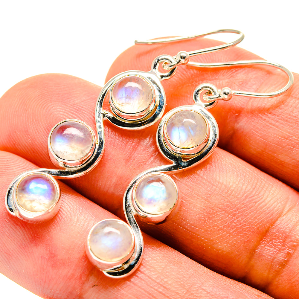 Rainbow Moonstone Earrings handcrafted by Ana Silver Co - EARR415308