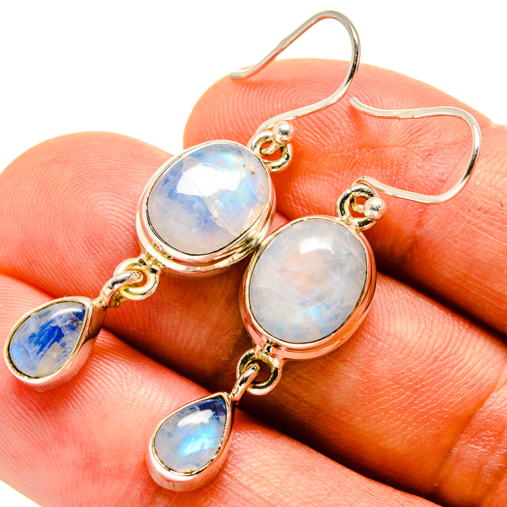 Rainbow Moonstone Earrings handcrafted by Ana Silver Co - EARR415309