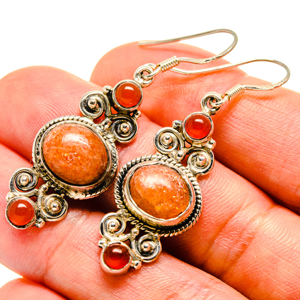 Sunstone Earrings handcrafted by Ana Silver Co - EARR415313