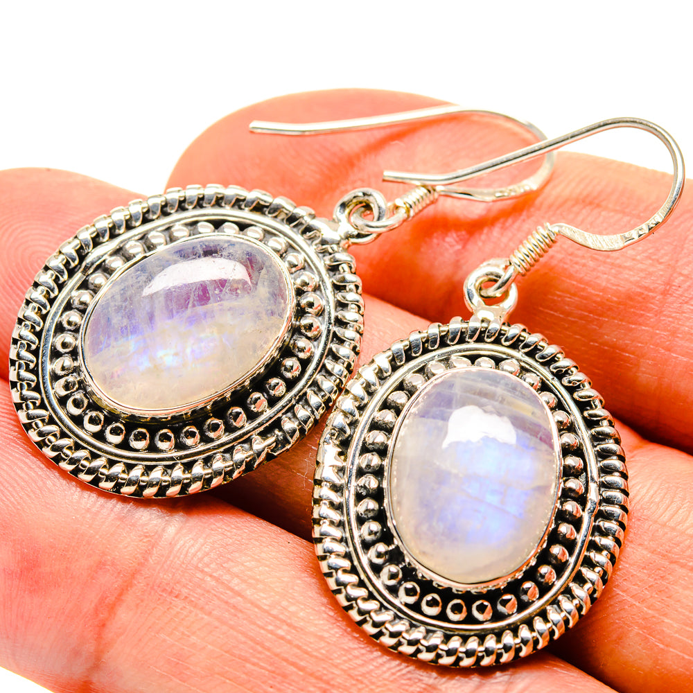 Rainbow Moonstone Earrings handcrafted by Ana Silver Co - EARR415322