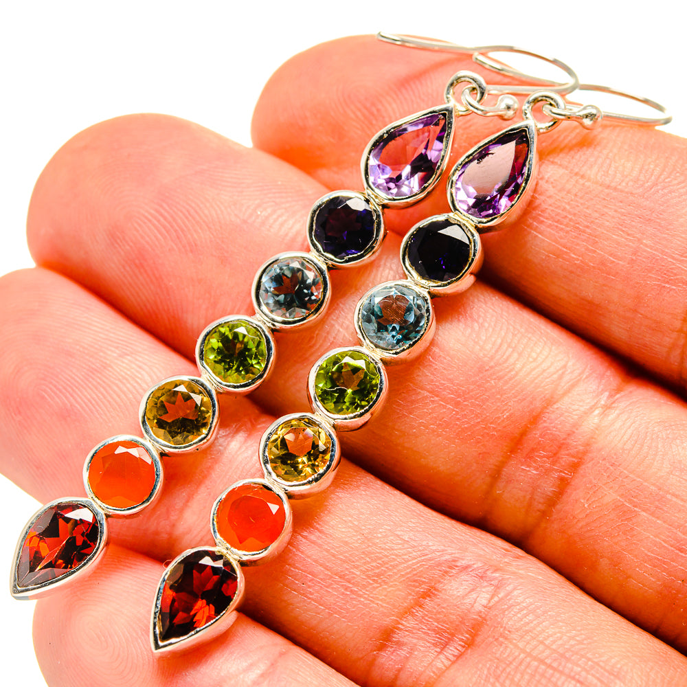 Multi-Stone Chakra Earrings handcrafted by Ana Silver Co - EARR415327