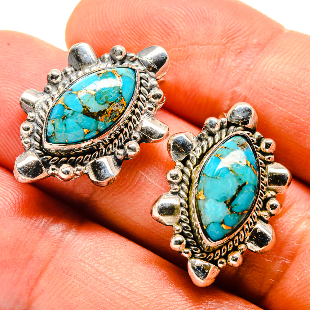 Blue Copper Composite Turquoise Earrings handcrafted by Ana Silver Co - EARR415333