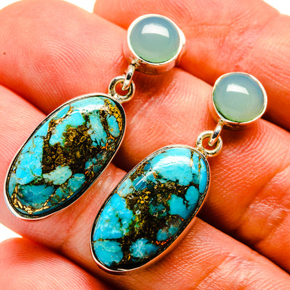 Blue Copper Composite Turquoise Earrings handcrafted by Ana Silver Co - EARR415334