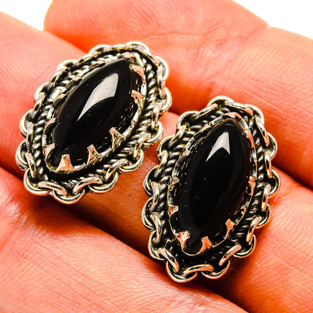 Black Onyx Earrings handcrafted by Ana Silver Co - EARR415337