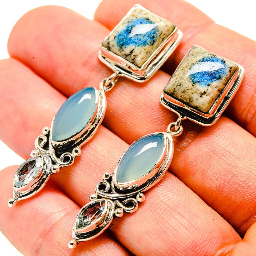 K2 Blue Azurite Earrings handcrafted by Ana Silver Co - EARR415342