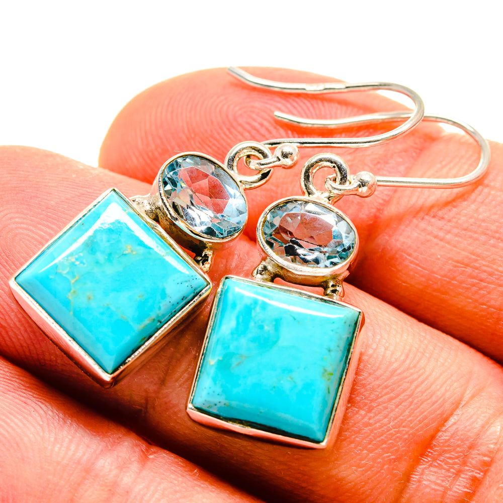 Arizona Turquoise Earrings handcrafted by Ana Silver Co - EARR415344
