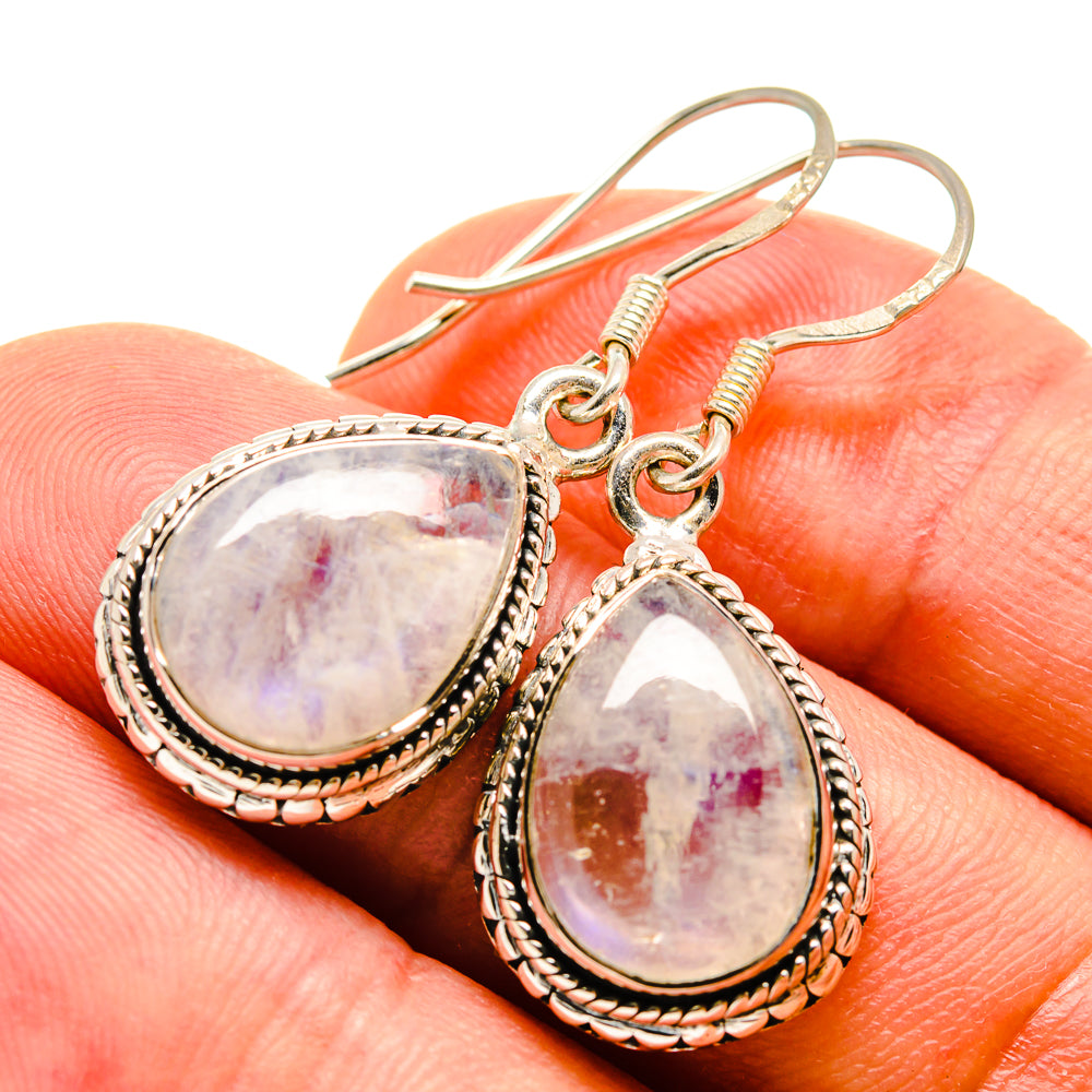 Rainbow Moonstone Earrings handcrafted by Ana Silver Co - EARR415349