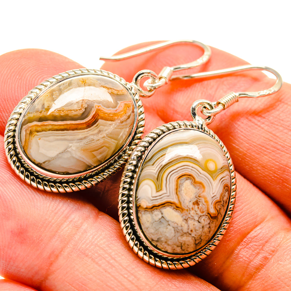 Laguna Lace Agate Earrings handcrafted by Ana Silver Co - EARR415373