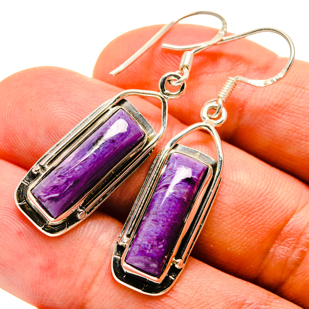 Charoite Earrings handcrafted by Ana Silver Co - EARR415386