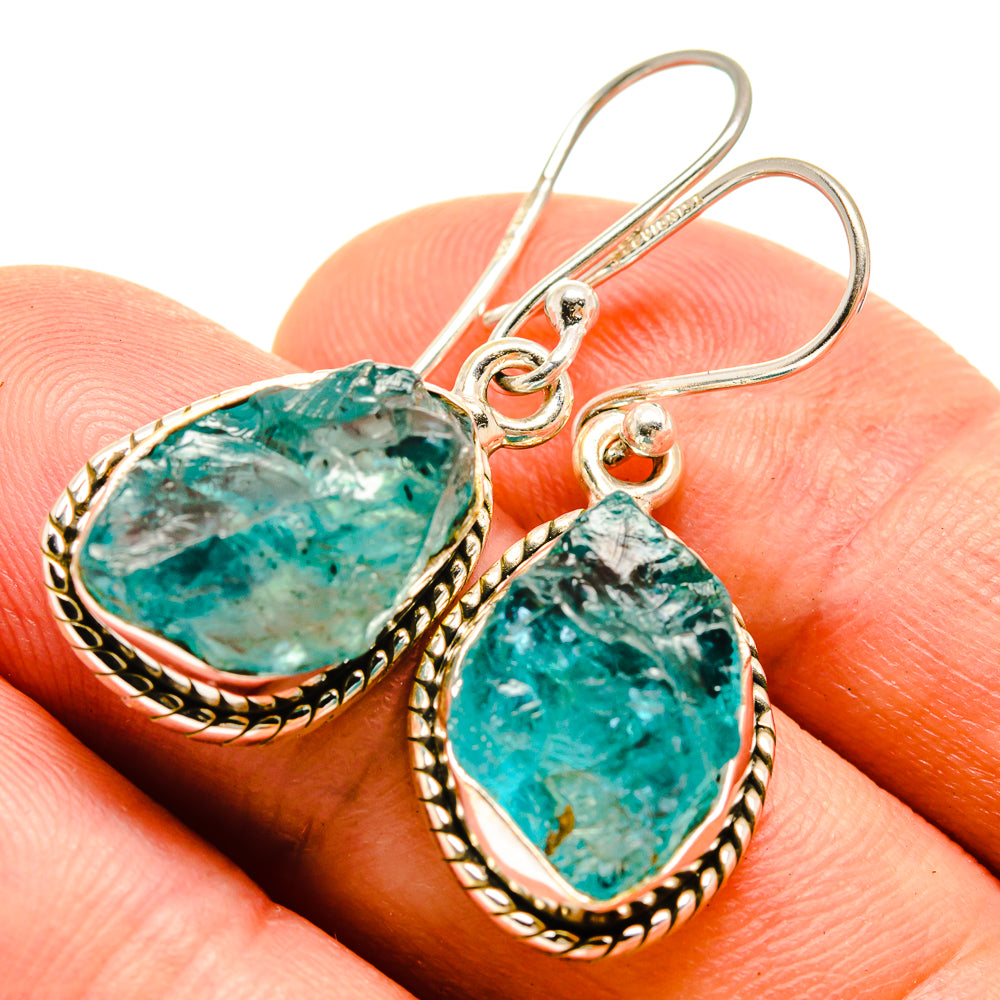 Blue Fluorite Earrings handcrafted by Ana Silver Co - EARR415389