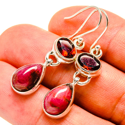 Rhodonite Earrings handcrafted by Ana Silver Co - EARR415393