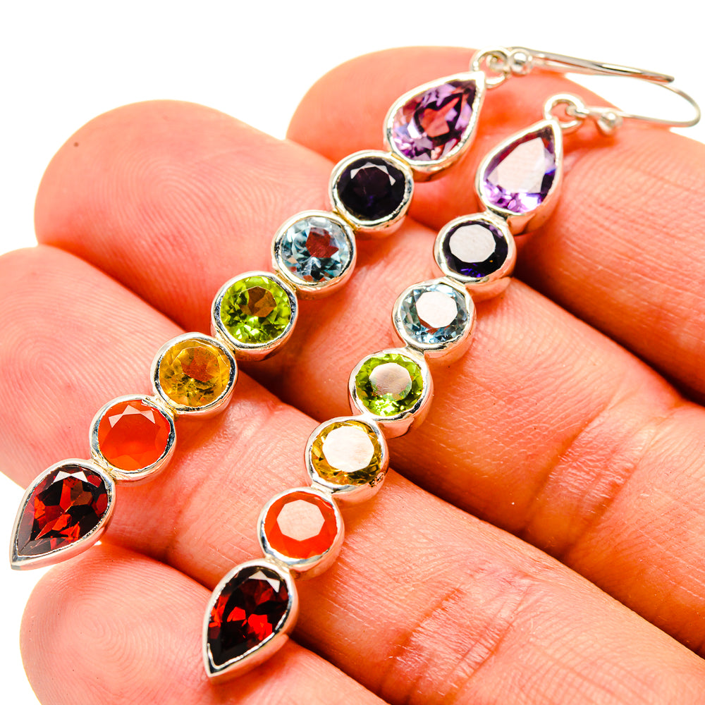 Multi-Stone Chakra Earrings handcrafted by Ana Silver Co - EARR415397