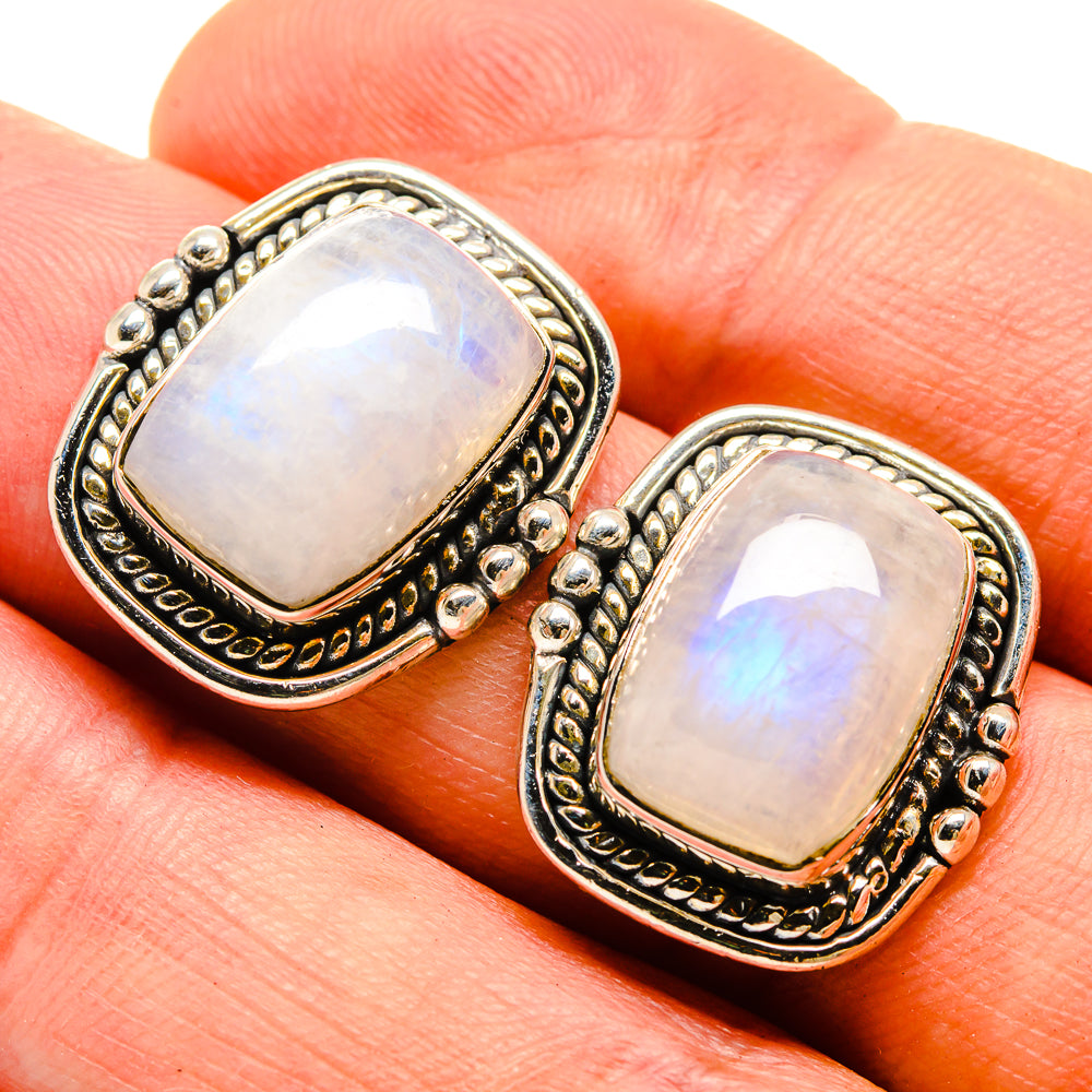 Rainbow Moonstone Earrings handcrafted by Ana Silver Co - EARR415401
