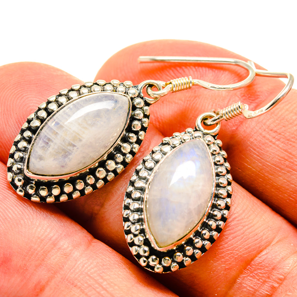 Rainbow Moonstone Earrings handcrafted by Ana Silver Co - EARR415403