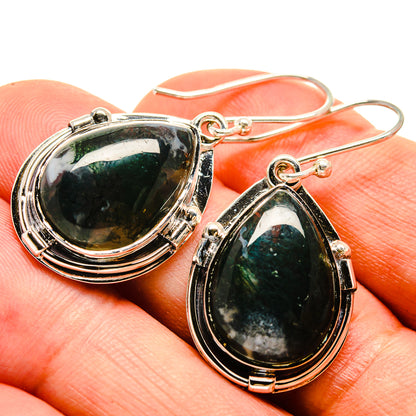 Green Moss Agate Earrings handcrafted by Ana Silver Co - EARR415406