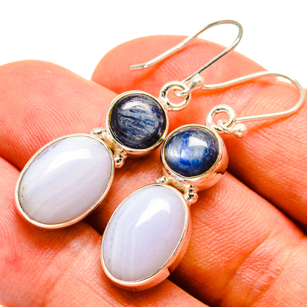 Blue Lace Agate Earrings handcrafted by Ana Silver Co - EARR415440