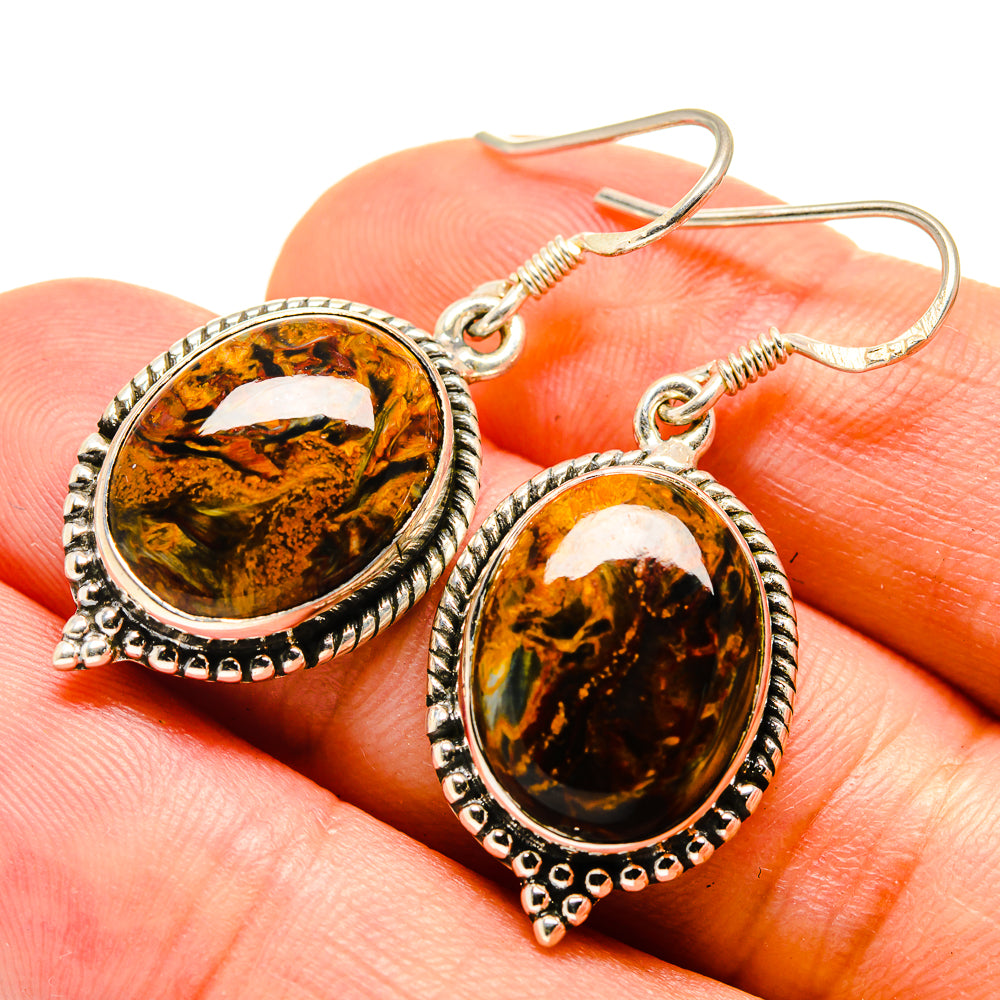 Golden Pietersite Earrings handcrafted by Ana Silver Co - EARR415469
