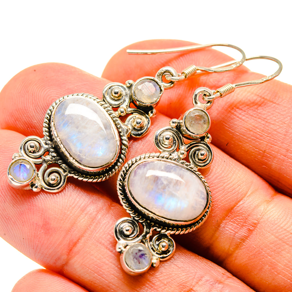 Rainbow Moonstone Earrings handcrafted by Ana Silver Co - EARR415471