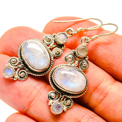 Rainbow Moonstone Earrings handcrafted by Ana Silver Co - EARR415471