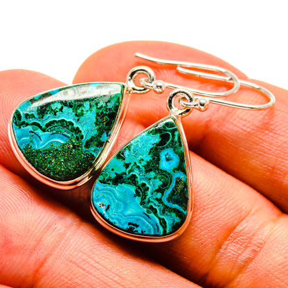 Malachite In Chrysocolla Earrings handcrafted by Ana Silver Co - EARR415478