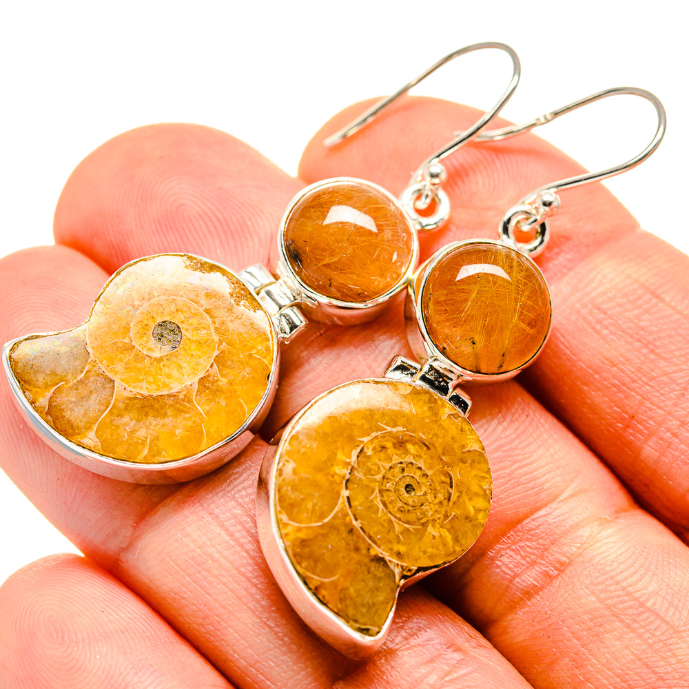 Ammonite Fossil Earrings handcrafted by Ana Silver Co - EARR415481